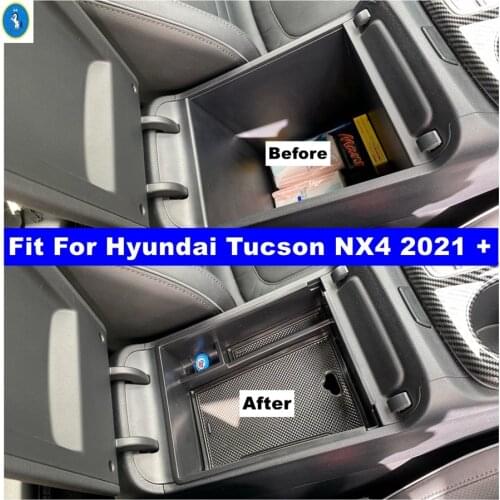 Car Accessories Central Storage Pallet Armrest Container Box Cover Kit Fit For Hyundai Tucson NX4 Automatic Version 2021 2022
