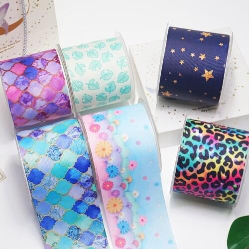 DIY Cartoon Stripe And Grid Printed Grosgrain Ribbon For Craft Supplies Sewing Accessories 5 Yards. 54178