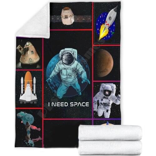 Astronaut 3d printed fleece blanket for Beds Hiking Picnic Thick Quilt Fashionable Bedspread Sherpa Throw Blanket 06