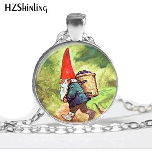 HZ--A36 2017 New Gnome Pendant Whimsical Gnome Necklace Glass Dome Necklace Glass Cabochon Dome Pendant HZ1