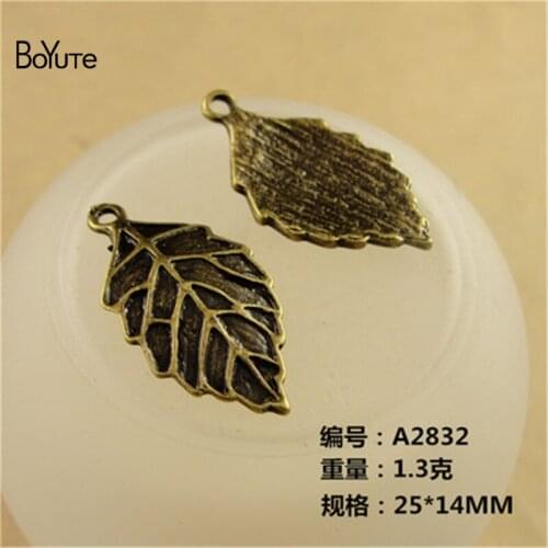 BoYuTe (50 Pieces/lot) 25*14MM Tree Leaf Charm Accessories Antique Bronze Plated Pendant Diy Bracelet Necklace Jewelry Making