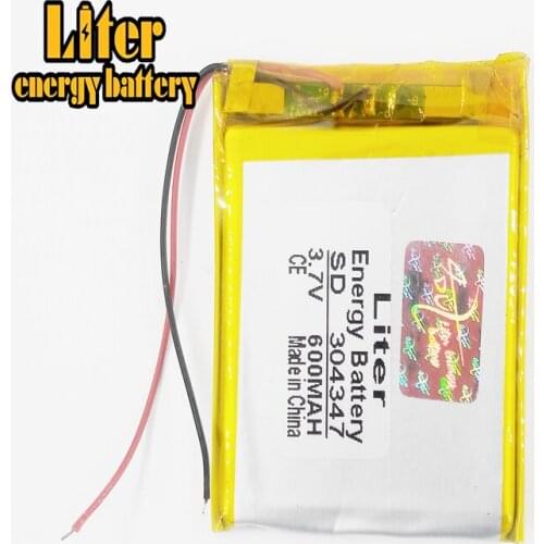 3.7V 600mAh 304347 Lithium Polymer Li-Po li ion Rechargeable Battery cells For Mp3 MP4 MP5 GPS mobile bluetooth