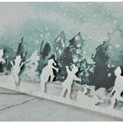 Mmao Crafts Metal Steel Cutting Dies New Children fight snow edge Stencil For DIY Scrapbooking Paper/photo Cards Embossing Dies