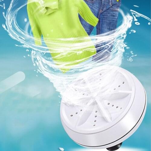 Multifunctional Ultrasonic Washing Machine 9cm Round Mini Portable Cleaning Tool for Travel Outdoor Use A1