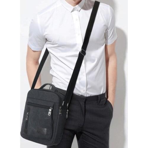 Fashion Mens Casual Shoulder Bag Solid Color Business Messenger Bag Simple Large Capacity Multi-purpose Canvas Bag