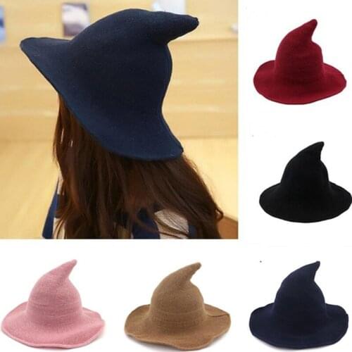 Fashion Kinitted Wool Hats For Party Halloween Wizard Witch Hat Masquerade Cosplay Costume Halloween Hats Show Decoration