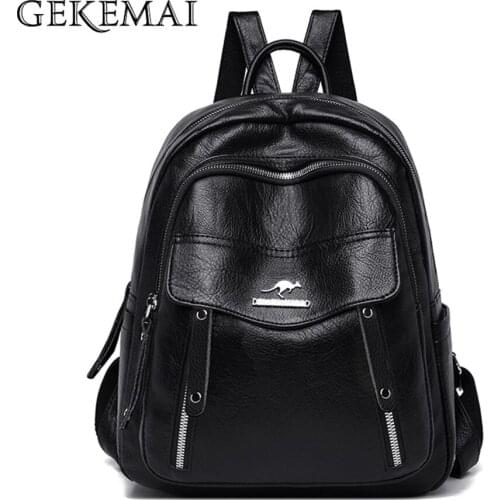 Fashion Letter Designer Womens Backpack Multi-pocket Design Ladies Anti-theft Backpack Quality Leather Women Student School Bag