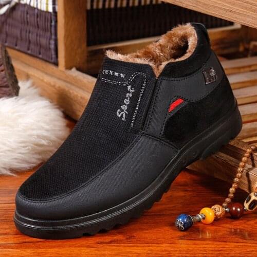 Men Shoes 2021 New Keep Warm Winter Boots Slip on Comfortable Plush Fur Ankle Botas Men Boots Outdoor Sneakers Zapatos De Hombre