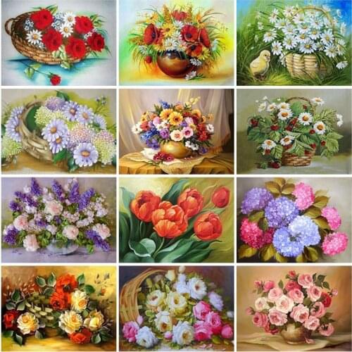 Diy Diamond Embroidery Full Square Drill Flowers 5D Diamond Mosaic Floral Kit Diamond Painting Cross Stitch Rhinestone Wall Art