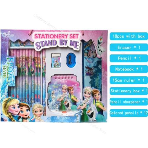 Disney Cartoon Christmas Childrens Stationery Set Gift Box Kids Pencil Box Colored Pen Painting Children Creative Gifts 2D04