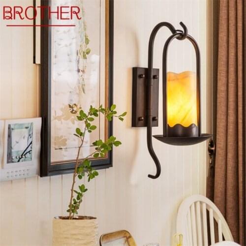 BROTHER Indoor Wall Light Sconces Dolomite Candle Shape Lamps Classical Fixture Decorative For Home