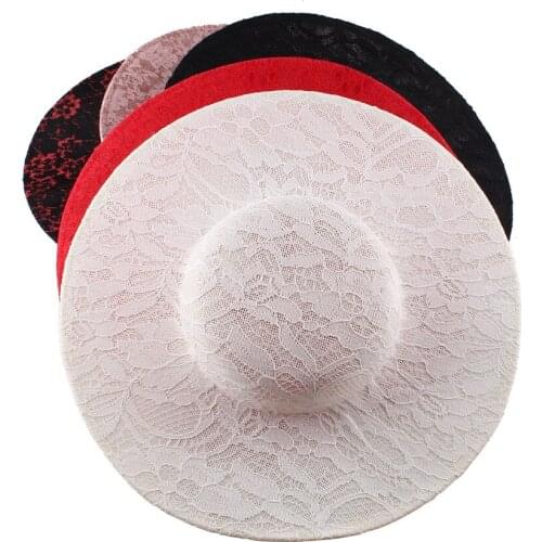 NEW ARRIVAL 30CM Beige Big Size Millinery Imitation SINAMAY Fascinators Base With Lace Party DIY Hair Accessories Cocktail Hat