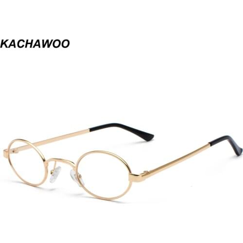 Kachawoo Vintage Eyeglasses Men Tiny Oval Metal Retro Glasses Frame Women Small Round Decoration Accessories