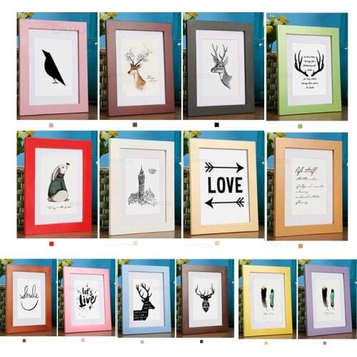 Solid Wooden Photo Frame for Pictures Paintings Wall Decoration A4 A3 Siza Beautiful Black White Red Blue Brown Frame