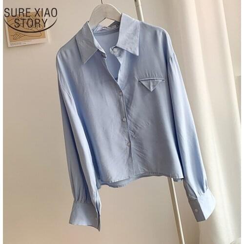 Office Vintage Women Clothing 2021 New Fashion Button Blouse Women Long Sleeve Solid Color Women Shirts Blusas Mujer 13360