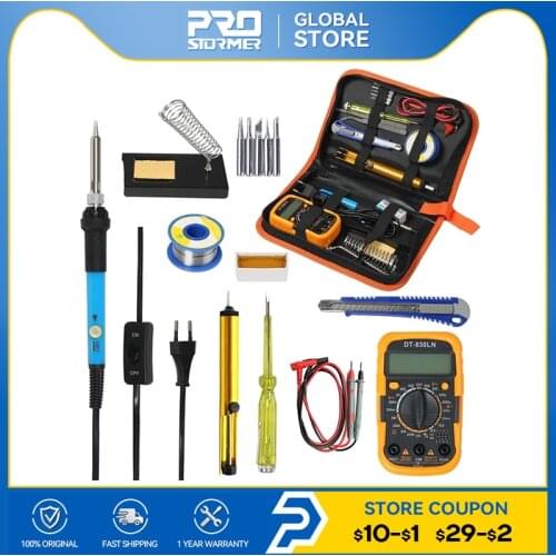 PROSTOEMER 60w Adjustable Temperature Soldering Iron DIY Welding Kit Suction Tin Circuit Board Repair Screwdriver