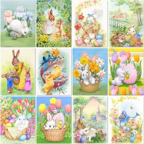 Full Square 5D Diamond Painting Animal Rabbit Diamond Embroidery Chicken Cross Stitch Mosaic Rhinestone Handmade Gift Home Decor