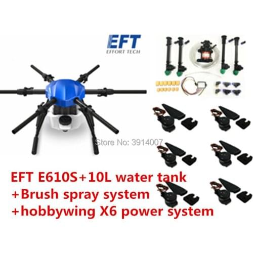 EFT E610S 10L 10kg agricultural spray drone frame six-axis folding 10L brushless spray with hobb ywing X6 power system kit