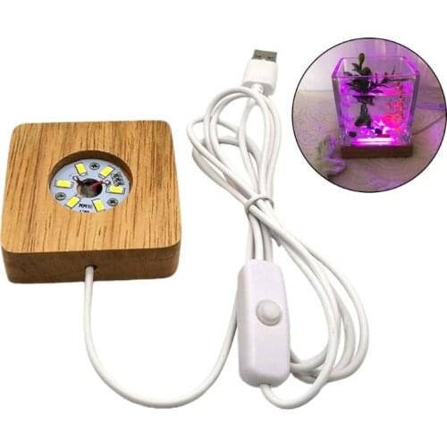 Handmade Square Wood LED Light Base Night Lamp Base Stand for Resin Art Dispaly N0HE