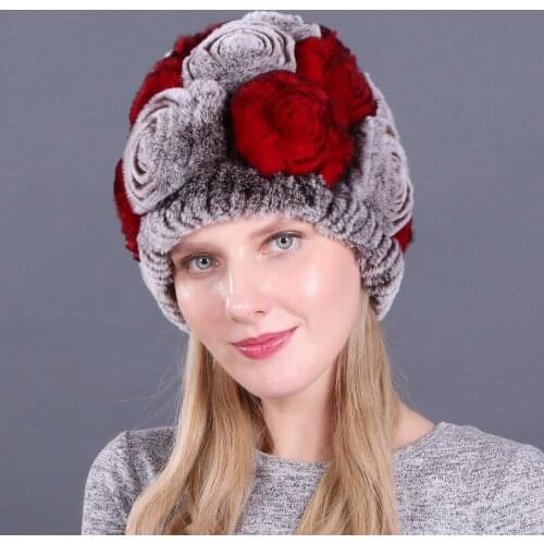 2019 New Luxury 100% Natural Real Fox Fur Hat Women Winter Knitted Real Fox Fur Bomber Cap Girls Warm Soft Fox Fur Beanies Hats