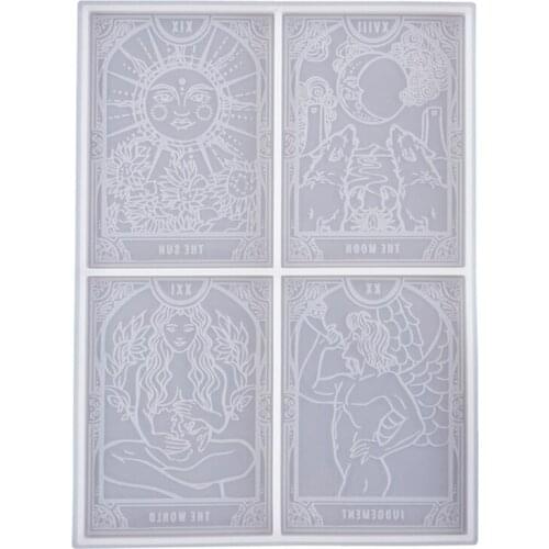 Silicone Tarots Mold 4 Sheets Resin Mold for Resin Casting Silicone Epoxy Molds for DIY Personalized Tarots Card Games