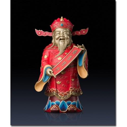 5A+ High grade Asia CAI SHEN statue Home company Career Success luck God of wealth Talisman Recruit money handmade brass statue