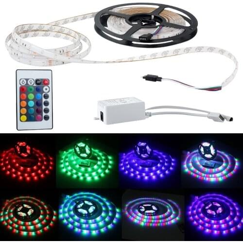 DIY design 300 LED 5M 3528 SMD Waterproof flexible Strip Lamp light+24 key RC + Drive backdrop shops for DJ Fluorescence party