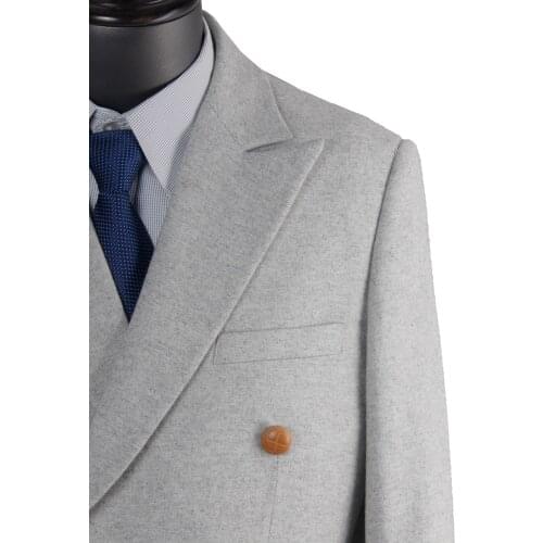 2021 Spring Long Jacket Grey Custom Made Gray Tweed Blazer Medium Long Coat Mid-Length Coats Mid Length Men Coats Long Peacoat