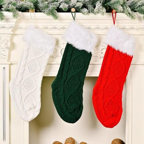 Knitted Christmas Stocking Christmas Decoration Cable Knit Stocking Xmas Decoration Socks Gifts Holiday Stocking For Kids