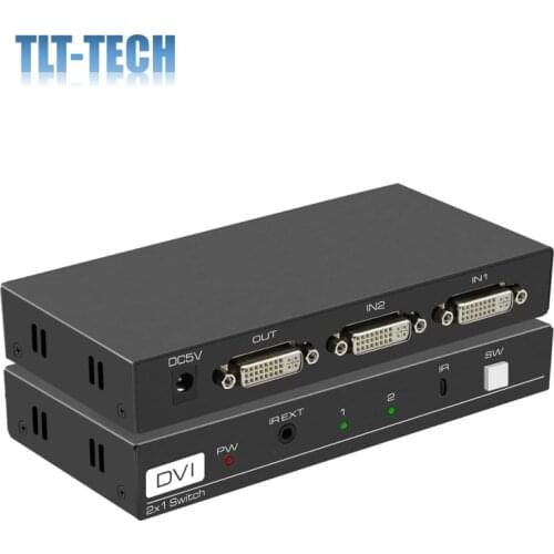 DVI Switch 2 in 1 Out 4K DVI 2 Port Switcher with IR Remote Control DVI 2x1 Support 4096x2160@30Hz DVI Selector for PC Laptop