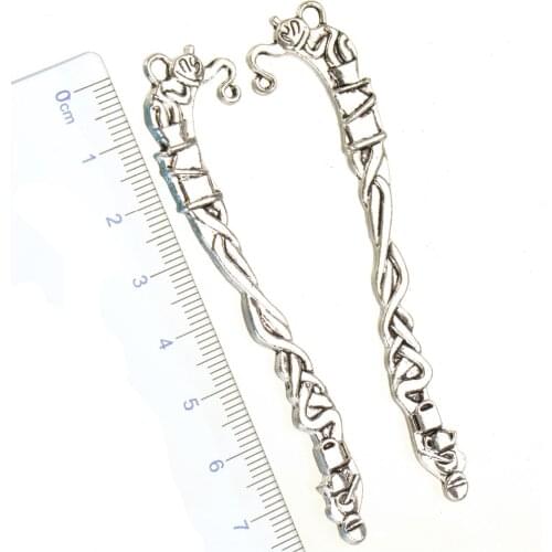 Book Marks School Office Supplies Stationery Store DIY Pendants Silver Metal Long Flat Curve Unique Jewelry Components 80mm 5pcs
