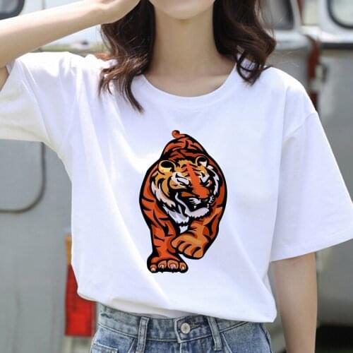 Women T-shirt Cartoon Tiger Print Aesthetic Fashion Girl 90s T-shirt Harajuku Ulzzang Graphic Summer T-shirt Top Female Clothing