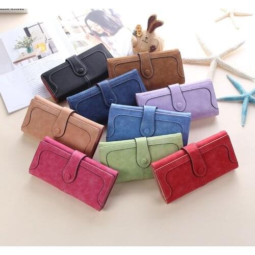 Female Wallets Card Holder Clutch Carteras Many Departments Faux Suede Long Wallet Women Matte Leather Lady Purse High Quality