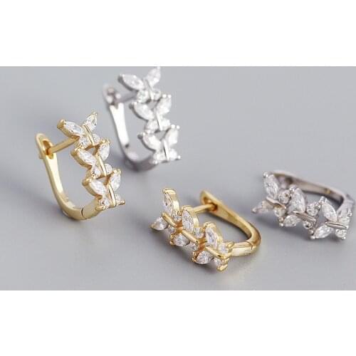 925 Sterling Silver Earring Zircon Butterfly Flower Three lines Ear Ring Croissant Twist Round Big Earring Temperament Ear Jewel