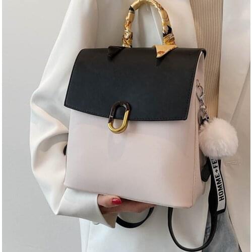 Women Backpack Purse with Hairball High Quality Leather Large Travel Bag Ladies Waterproof Shoulder School Bag for Teenager Girl