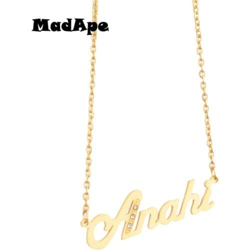 MadApe Women Stainless Steel Letter Name Necklace "Anahi" Customize Personalized Name Necklace, Custom Any Name, Dorpshipping