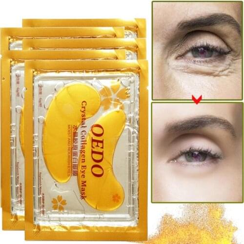 OEDO 20PCS Gold Collagen Moisturizing Eye Patches Anti-Wrinkle Age Remove Dark Circles Eyes Mask Skin Care Gel Korean Cosmetics