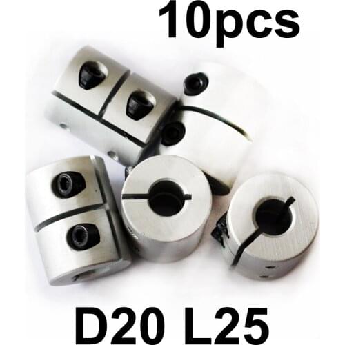 10pcs Rigid shaft coupler clamp 3mm, 4mm, 5mm, 6mm,6.35mm,7mm,8mm stepper servo motor coupling D20 L25 CNC mill for T8 lead scre