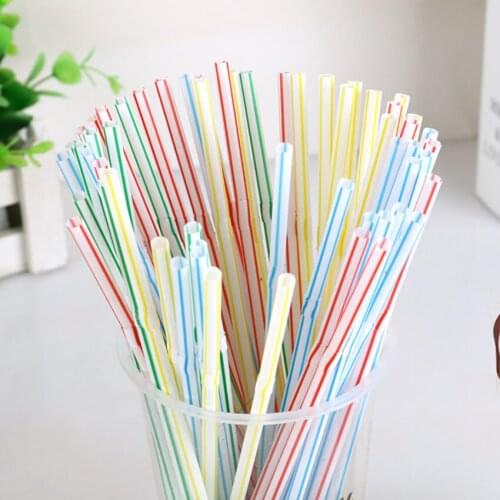 100 Pack Disposable Straws Flexible Plastic Straws Striped Multi Colored Rainbow Drinking Straws Straw Bar Accessories