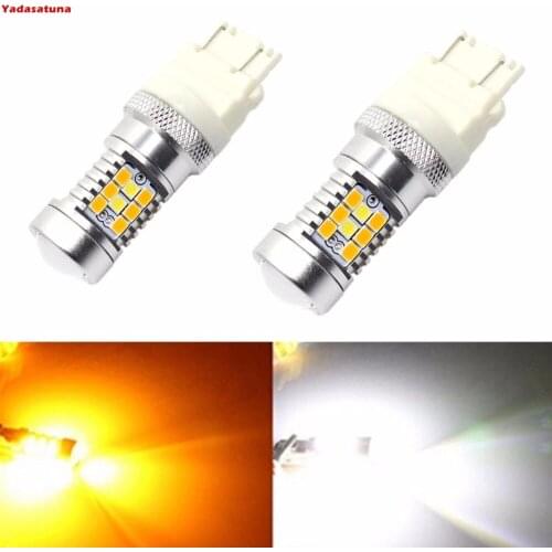 2*3157 LED Switchback 2835 28-SMD High Power Dual Color White/Amber Extremely Bright LED Lights Bulbs for Car Turn Signal Lights