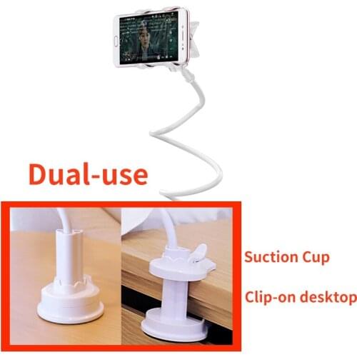 2 in 1 Bed Gooseneck Stand & Phone Holder Cell Phone Clamp Clip for Desk, Flexible Lazy Long Arm Headboard Bedside with Phone