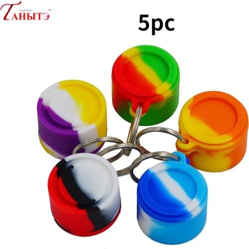5pcs Silicone keychain small storage round solid environmental protection box Multi colors Cigarette hookah tobacco accessories