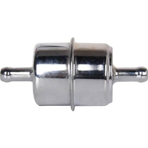 9746 Chrome Fuel Filter Canister 3/8" InLine Hose Chrome Canister Carbureted High Flow for Chevy Ford