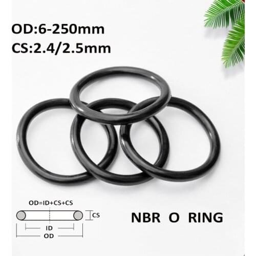 CS2.4mm/2.5mm OD6-250mm NBR Black O Ring Gasket Nitrile Rubber Corrosion Oil Resistant Seal Washer For Auto Hydraulic Components