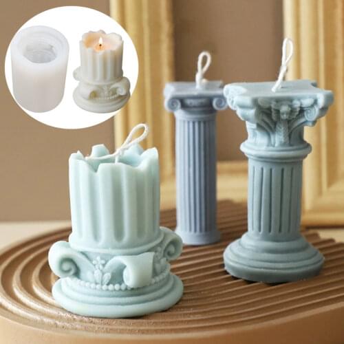European style Retro Roman Column Candle Silicone Mold Handmade DIY Baking Molds Plaster Soap Mould Christmas Gifts Decoration