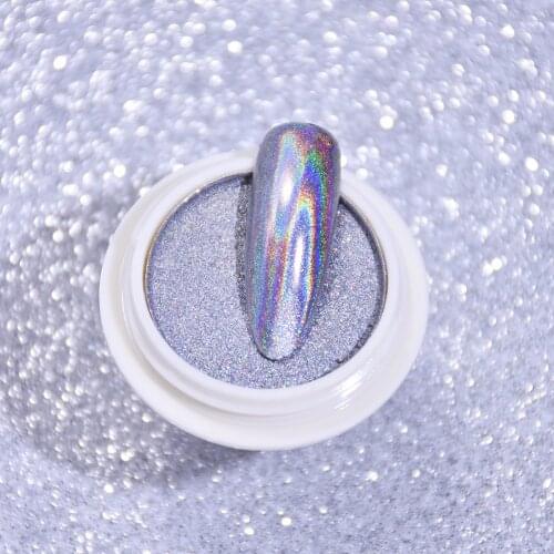 Beautybigbang Holographics Powder Nail Art Glitter Solid Silver Golden Laser Color Chrome Pigments Nails Art Decoration