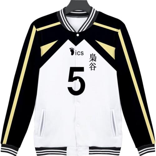 Haikyuu!! Fukurodani Academy Akaashi Keiji Bokuto Koutarou Baseball Uniform Cosplay Costume Baseball Jacket Men Bomber Jacket