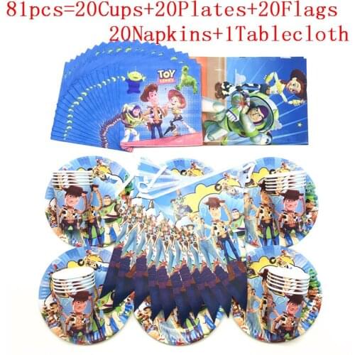 Cartoon Toy Story Theme Disposable Paper Cups Plates Napkins Banners Tablecloth Baby Shower Birthday Party Decoration Supplies