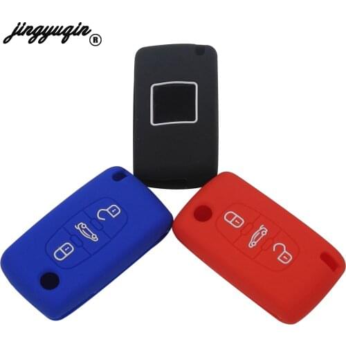 Jingyuqin 2 buttons Silicone Car Key Case For PEUGEOT 207 307 308 407 408 For Citroen C3 C4 C4L C5 C6 Protector Cover