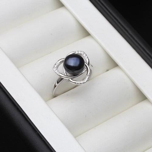 New Arrival Fashion Zircon Ring High Quality luxury 100% Freshwater Pearl Jewelry 925 Silver Ring For Women Gift Wedding